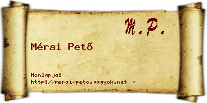 Mérai Pető névjegykártya